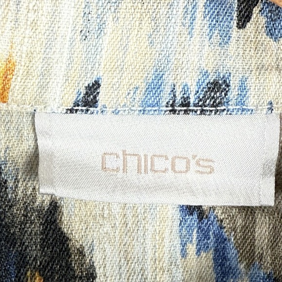Chico's Southwestern Ikat‎ Print Jacket Womens 3 L Linen Blend Colorful Casual - Picture 7 of 11